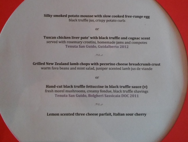 The wine-paired lunch menu.