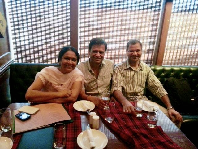 Shalini Kumar, Ravi Joshi and Kamal Malik at a restaurant.