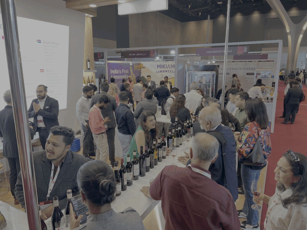 A ustling booth at Prowine Mumbai 2024