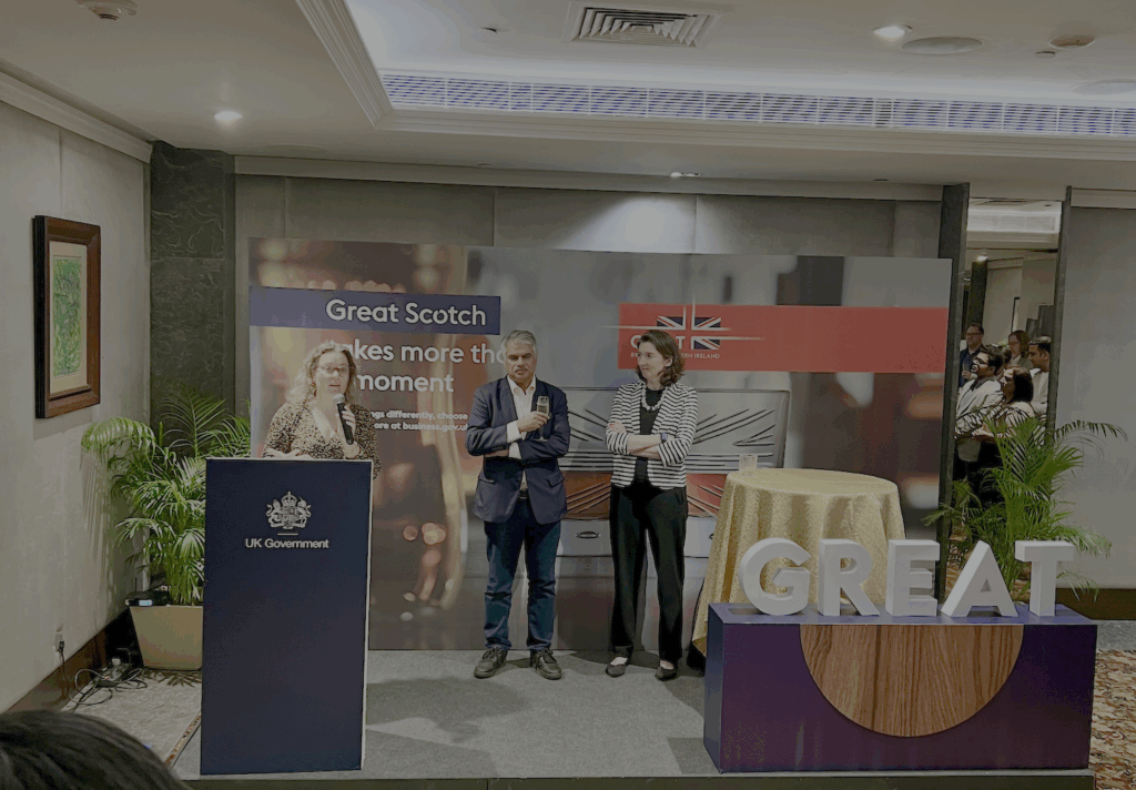 Officials of UK’s Department for Business and Trade  talking about the British Craft Spirits showcasing in New Delhi