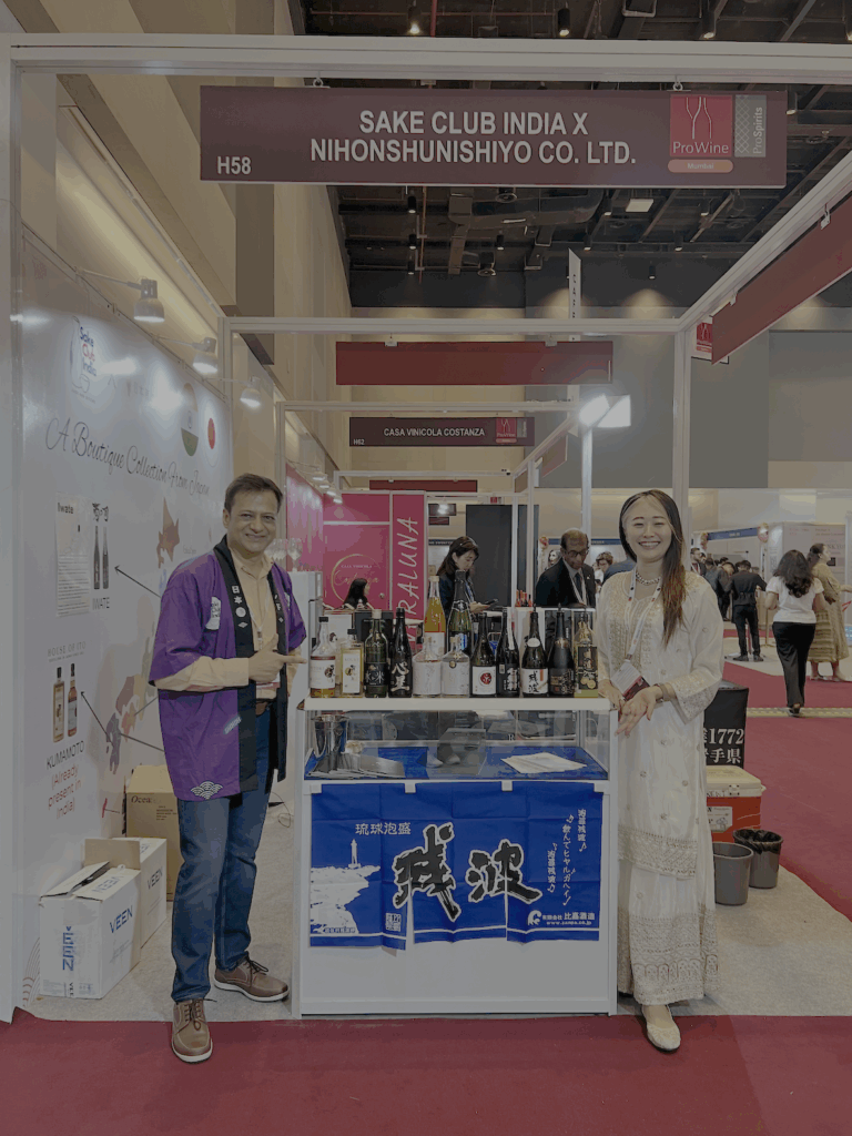 Ravi Joshi with Maaya Takaoka at their booth showcasing Japanese beverages