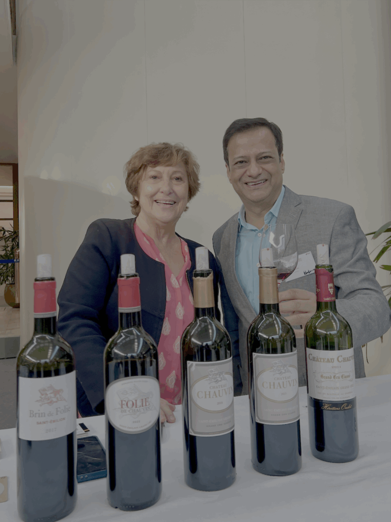 Ravi Joshi with Sylvie Cazes, owner of Château Chauvin