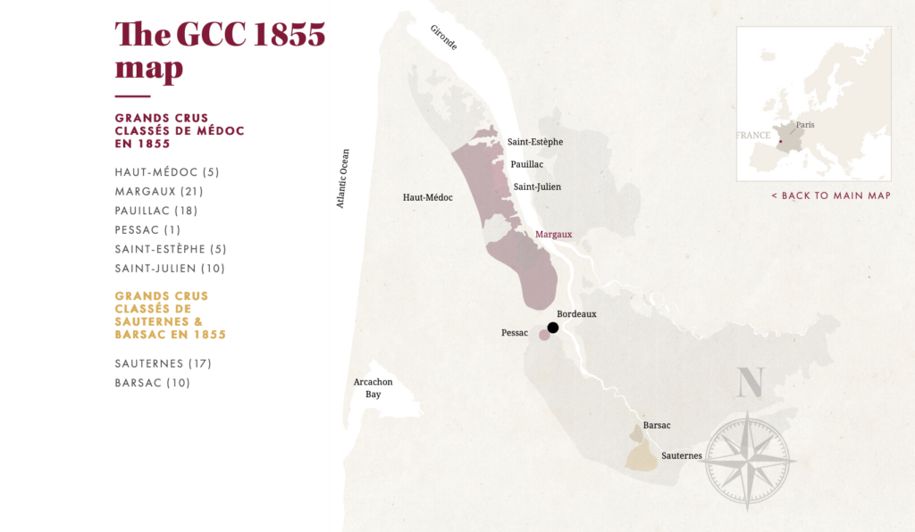 Map of 1855 Classification estates. Source: Conseil des Grands Crus Classés en 1855