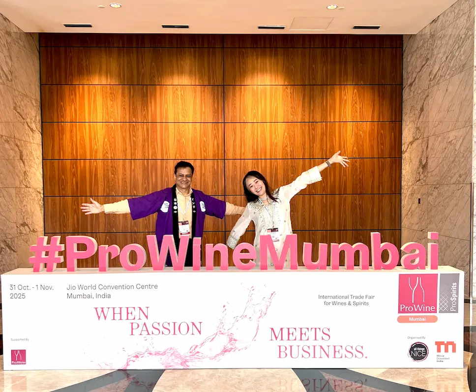 Ravi Joshi and Maaya Takaoka at Prowine Mumbai 2025