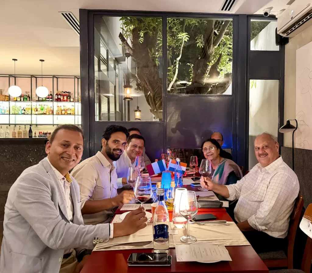 A tasting table at Ozzano Selection wine tasting in New Delhi 
