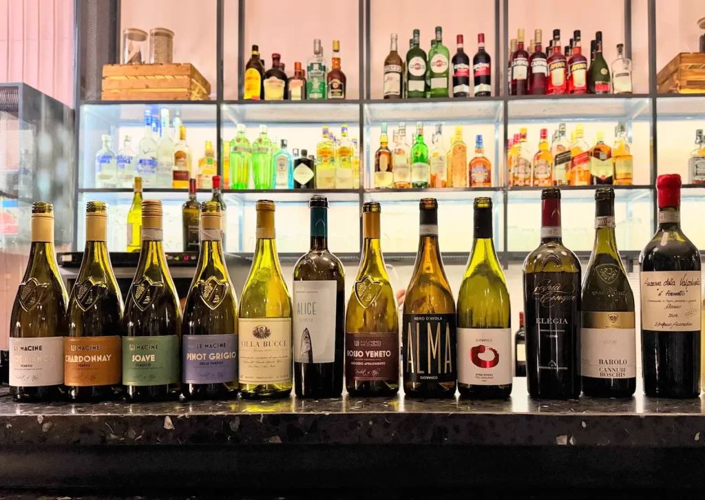Wine lineup at the Ozzano tasting in New Delhi